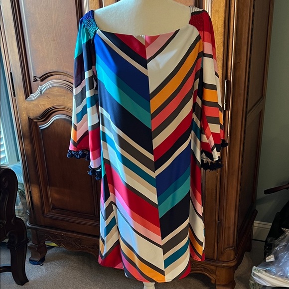 Trina Turk Colorful Chevron Long Sleeve Dress, NWT, L - www.joarbit.com